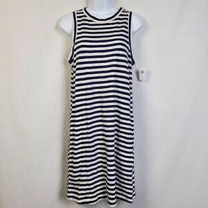 Old Navy Women’s Sleeveless Tank Dress Size Small Blue White Stripe 100% Cotton